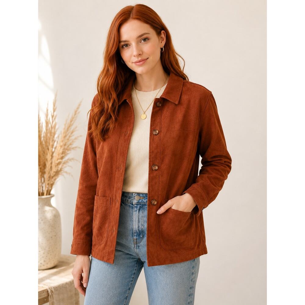 Truth by Republic Rust Faux Suede Shacket Jacket Medium NWT